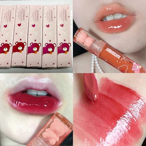 6-Piece Bear Lip Glaze Set - Moisturizing Waterproof Liquid Lipstick