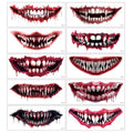 Halloween Red Mouth Temporary Tattoos, 10-Piece Clown Face Stickers
