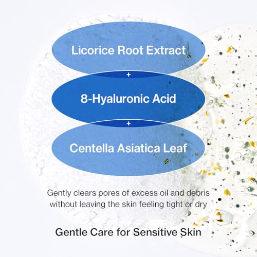 YUMU Licorice Deep Pore Facial Cleanser, for Double Cleansing, Centella Asiatica + Ceramide NP + Glycerin, Hydrating Gel Cleanser, Blackhead Remover, Korean Skincare (150ml/5.07 fl.oz.)