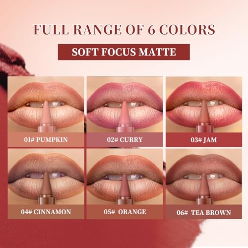 6-Piece Ombre Lipstick & Lip Liner Set - Waterproof Matte