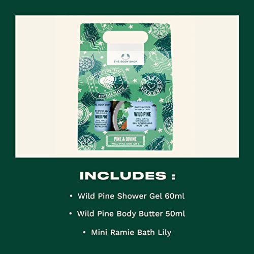 The Body Shop Pine & Divine Wild Pine Mini Gift Set – Invigorating Pine Scented Holiday Skincare Kit – Vegan – 3 Items (Pack of 2)