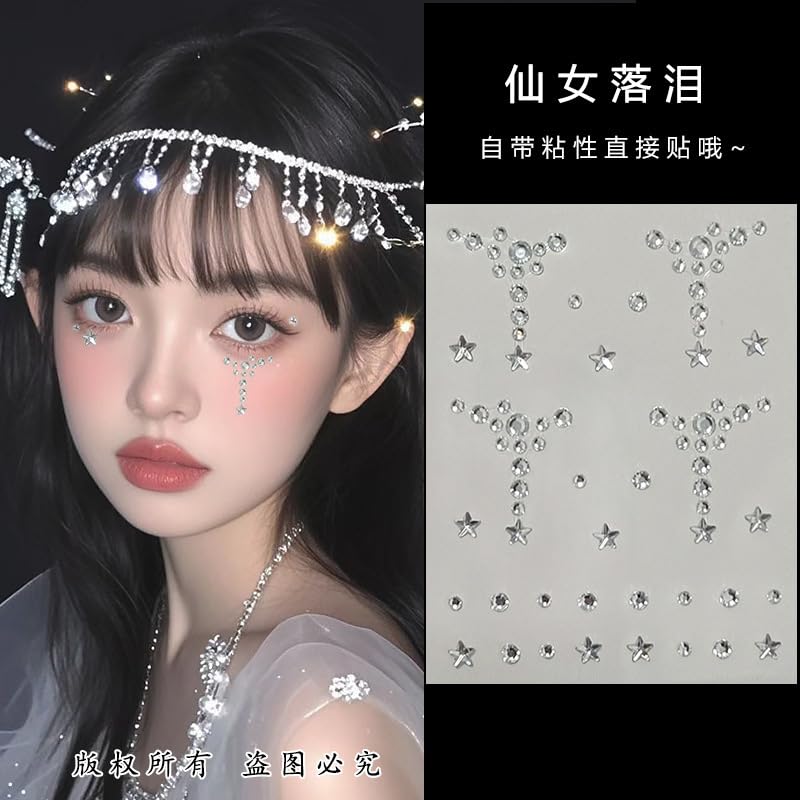 5D Face Gem Stickers - 5 Sheets Self-Adhesive Rhinestones