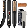 VOVO Beard Straightener Comb Upgrade Professional 2 in 1 Men's Beard Straightening Heated Hair Straightening Brush Portable Anti-Burn 6 Temperature Adjustable with LED Display for Home and Travel