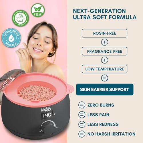 Hard Wax Beads for Hair Removal, Maxi Pack 1.75 lb, Hypoallergenic & Rosin-Free Stripless Wax for Sensitive Skin, Coarse Hair, Bikini Brazilian, Face, Underarms, Legs, Chest, Rose