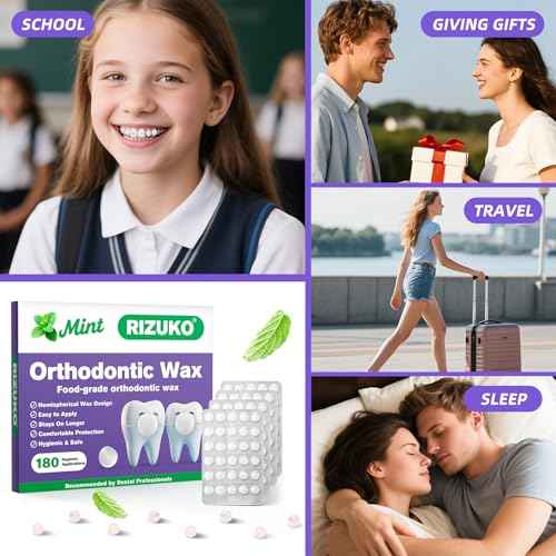 Orthodontic Wax for Braces - 180 Dental Wax Dots | Hygienic Individual Wraps, Mint Flavor