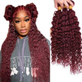 99J Burgundy Water Wave Human Hair Bundles 28-32 Inch