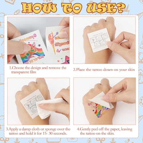 Konsait 96PCS Gymnastics Temporary Tattoos Party Favors