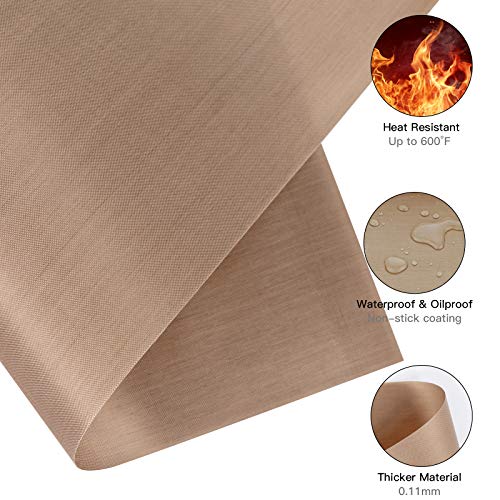 YRYM HT 3 Pack Teflon Sheet for Heat Press - 16" x 12" Teflon Sheets with 3 Rolls Heat Tape High Temp Tape for Sublimation Heat Resistant