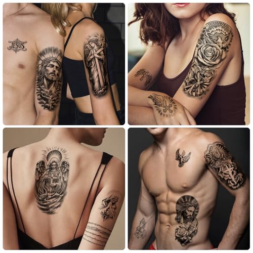 Christian Temporary Tattoos - 77 Sheets Religious Jesus Christ Cross