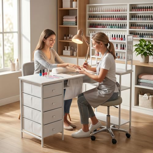Professional Nail Desk 47.2" with Dust Collector & Outlet