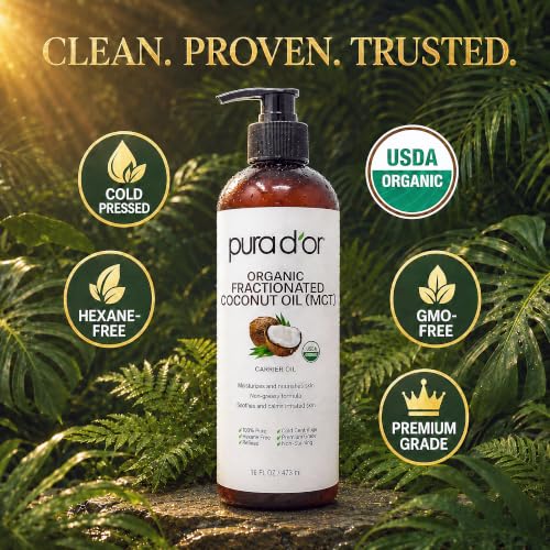 Pura D'Or Organic Fractionated Coconut Oil MCT - 16 oz