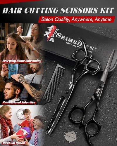 Professional Hair Cutting Scissors Kit - 6" Japanese 440C Stainless Steel