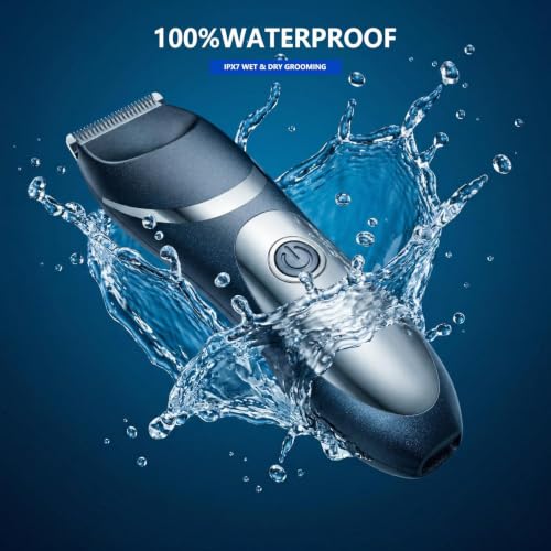 Predyee Men's Body Groomer Trimmer with Ceramic Blade, LED Light, USB-C Rechargeable, IPX7 Waterproof