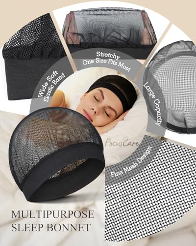 Black Hair Net with Wide Elastic Band for Sleeping