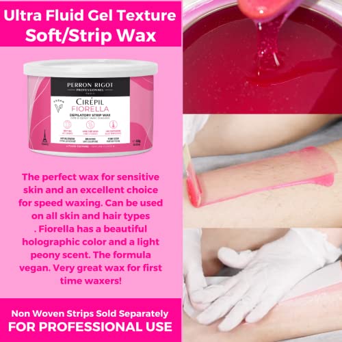 Cirepil - Fiorella - 400g / 14.11 oz Soft Wax Tin - Fresh Peony Scent & Rosin-Free Formula - Beginner-Friendly Strip Wax for Face & Body - Low Temp Refill Tin, Strips Needed