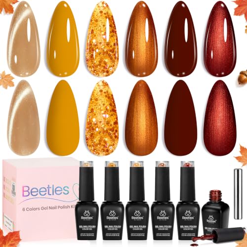 Beetles Fall Gel Nail Polish Set - 6 Colors with Blazing Elegance Finish, Autumn Collection