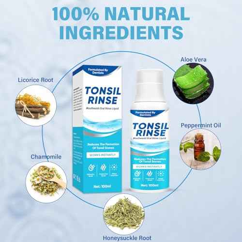 Tonsil Stone Remover, Natural Ingredients Mouthwash or Oral Rinse Liquid to Help Soothe Tonsils, Effectively Soothe Dry Mouth & Freshens Breath Tonsil Stone Mouthwash-Mint