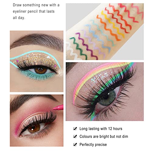 FantasyDay 12Pc Waterproof Eyeliner Pencil Set - Colorful