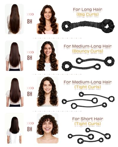 Bonnet Queen 2 Pack Medium Satin Heatless Hair Curlers for Medium to Long Thick Hair