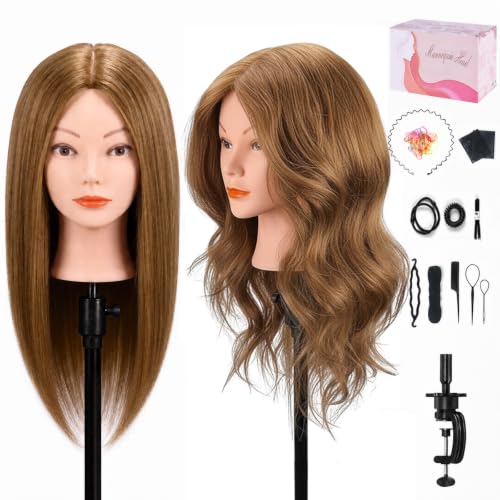MYSWEETY 18" Mannequin Head with Real Human Hair & Clamp