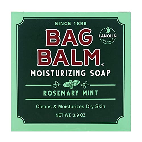 Bag Balm Vermont's Original Mega Moisturizing Soap Bar, Body Soap, Hand Soap - Soap for Dry Skin - Rosemary Mint Scented Bars of Soap - 3.9oz, 12 Pack