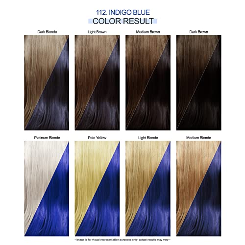 Adore Semi Permanent Hair Color - Vegan and Cruelty-Free Blue Hair Dye - 4 Fl Oz - 112 Indigo Blue (Pack of 1)