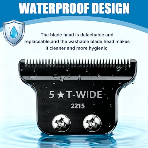 2215 Adjustable Zero-Gap T Blade Replacement for Wahl 5 Star Detailer Li Trimmer Models 8081/8171 (Black)