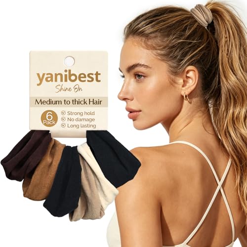 YANIBEST Classic Seamless Nylon Hair Ties for Strong Hold, No Crease - Medium Thick Hair