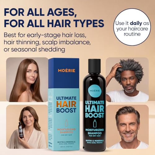 Moerie Hair Growth Shampoo for Men & Women – Biotin & Rosemary, 3-Pack