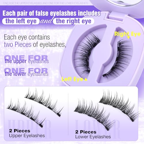 Magnetic Eyelashes with Applicator Natural Look Magnetic Lashes with Applicator Wispy False Eyelashes with Magnets No Need Glue Lashes by Lanflower