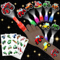 Tractor Party Favors Set - 24 LED Finger Lights & 48 Glow Tattoos