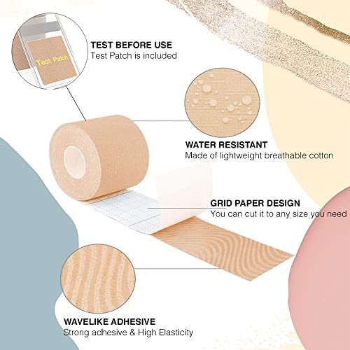 Kinesiology Tape for Face & Neck - Wrinkle Smoothing V-line Chin & Jawline Contour Support Sleep Strip in a Roll (Beige)