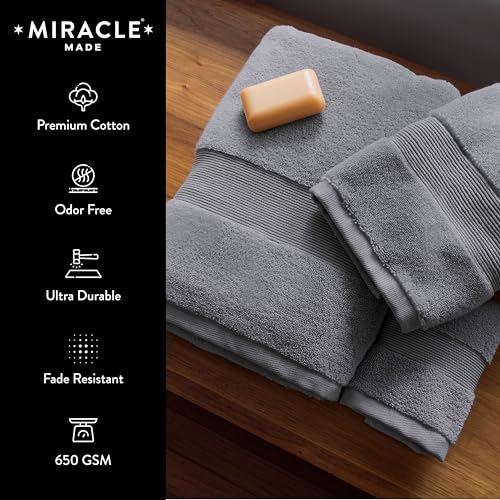 Miracle Made Soft Face Towel, Long-Staple Silver-Treated Cotton Fabric ? Fade Resistant, Highly Absorbent, Quick-Drying Wash Cloth, Stone