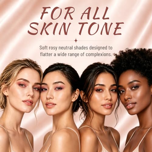 6-Color Neutral Eyeshadow Palette with Brush - Rosy Pink
