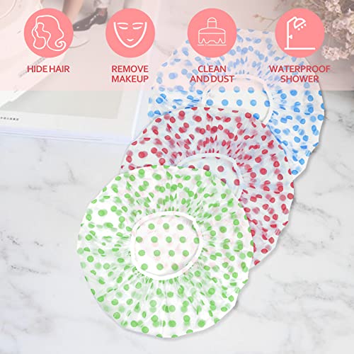 3-Pack Reusable Waterproof Shower Caps with Elastic Band