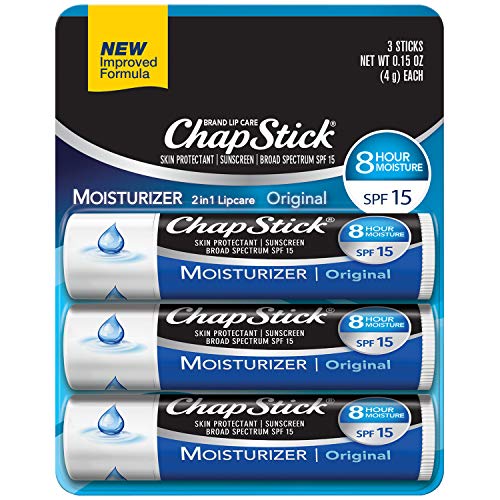 ChapStick Moisturizer 2-in-1 Lipcare – Original Lip Balm with Broad Spectrum SPF, Aloe & Vitamin E, Variation