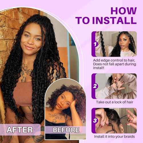 Human Braiding Hair for Boho Braids, Deep Wave Bulk Boho Braids Human Hair for Knotless Curly Bohemian Water Wave Braiding 110g 22 Inch Auburn Ginger (3 No Weft Bundles/Pack)