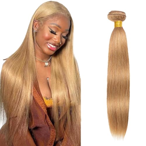 #27 Honey Blonde Straight Human Hair Bundle - 12 Inch, 50g