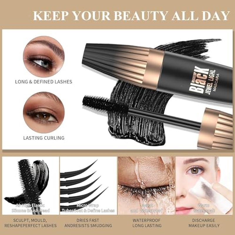 4D Silk Fiber Mascara - Waterproof Black Lengthening & Volumizing