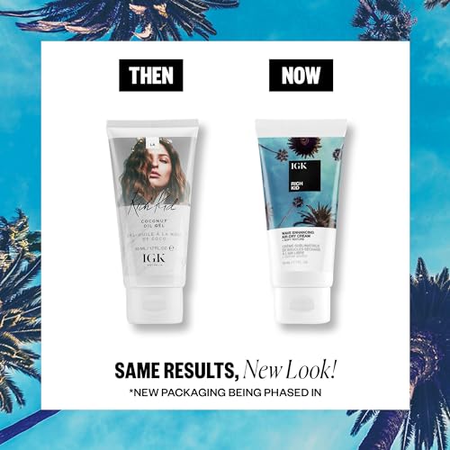 IGK RICH KID Wave Enhancing Air-Dry Cream | Hold + Texture + Shine | Vegan + Cruelty Free |