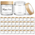 Bumobum 36-Pack 4 oz Glass Jars with Woodgrain Lids - Refillable Containers for Creams & Powders