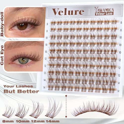 Natural Brown Lash Clusters - 8-14mm Wispy Individual Lashes