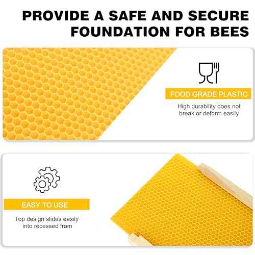 Beehive Waxed Coated Foundation Sheet,5-5/8-Inch Medium Beeswax Foundation Sheets,20 Pcs Plastic Bee Hive Foundation Sheet,Beehive Foundation Sheet Fit Medium Frame Beekeeping Supply