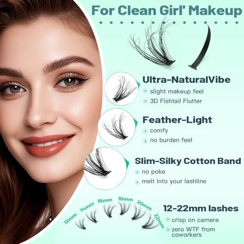 30D Cluster Lash Extensions D Curl 12-22mm Natural Spiky