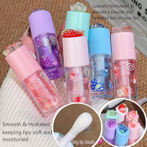 Hydrating Lip Gloss Oil Set - 4 Fruity Flavors, Non-Sticky