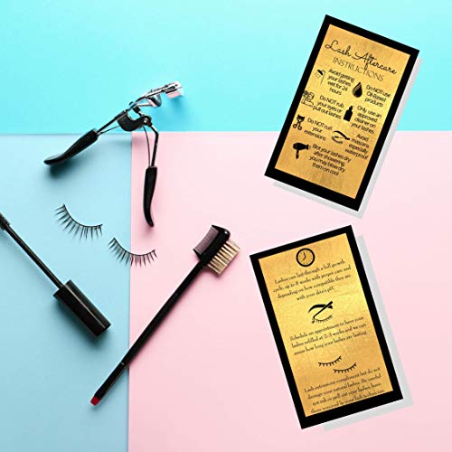 Lash Extension Aftercare Cards 50 Pack - Black & Gold