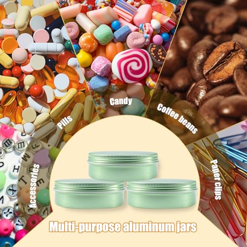 4oz Aluminum Tins with Lids, 24 Pack Round Tins for Salves, Spices, Lotion Bars or Balms (Pale Green)