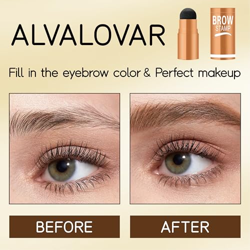 Eyebrow Stamp and Eyebrow Stencils Kit Eyebrow Shaping Kit for Perfect with 10 Reusable Eye Brow Shaping Kits Brow Stencil and Stamp Kit Smudge-Proof & Long-Lasting (Soft Brown)