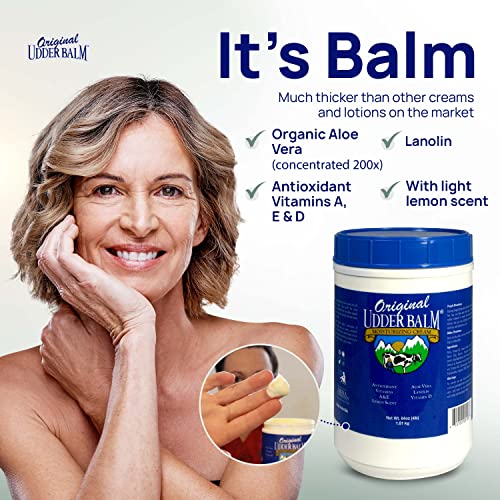 Original Udder Balm Refill Tub - Made in USA - Extra Thick Udder Cream & Hand Balm for Dry Skin, Cracked Heels, Rough Hands ? Deep Moisture Heel Cream & Foot Moisturizer with Aloe Vera, 64 Fl Oz