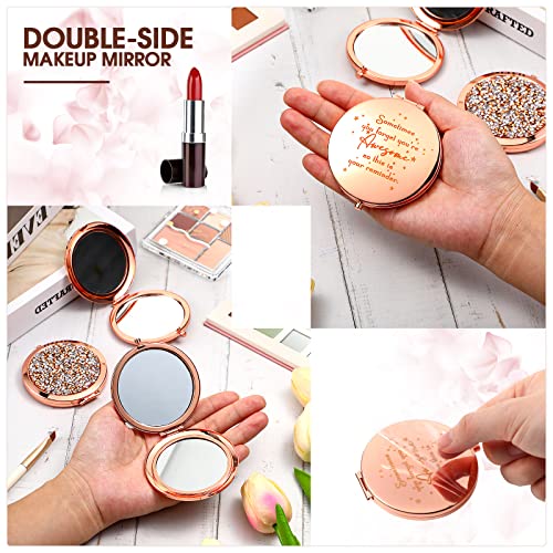 Roowest 10 Pcs Inspirational Compact Mirror Bulk Womens History Month Gifts You're Awesome Reminder Appreciation Gifts for Employee Coworker Friend Sisterhood Birthday Pocket Mirrors (Rose Gold)